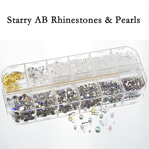 Spring Blossom 3D Flower Nail Charms Colorful Tiny Flower Nail Charms Mix Starry Ab Multi Sizes Crystal Nail Rhinestones Gems Pearls For Nail Art Diy Jewelry Accessories Crafts #TOP2