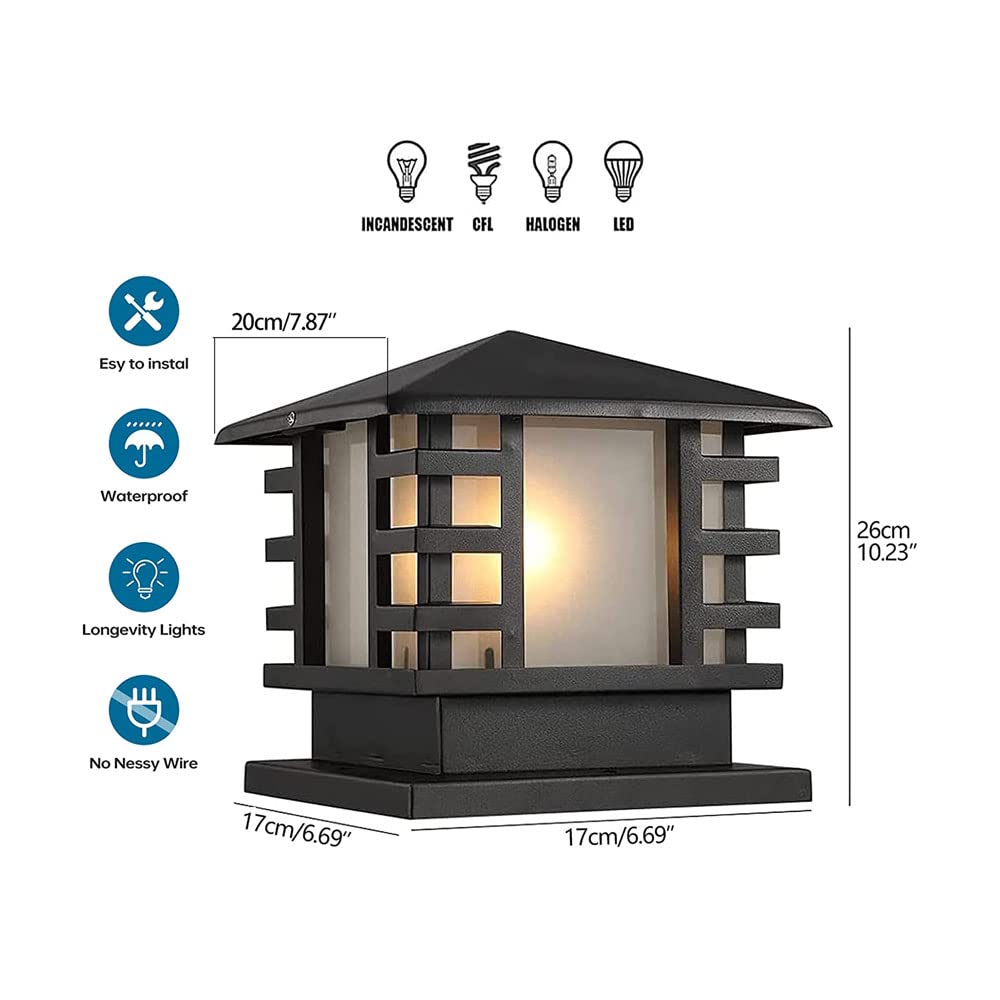 WENZIFI Outdoor Column Lights Traditional Waterproof Pillar Lights Outdoor Post Lights Aluminium Anti-Rust Pillar Lights Fixture for Patio Outside Lights Fence Column Lights Gate Garden Post Lamp E26