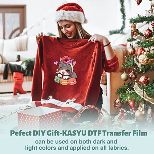 Kasyu Dtf Transfer Film,-A4(8.3" X 11.7") 30 Sheets Glossy Direct To Film For All Dtf&Dtg Printer, Pretreat Transparency Iron-On Transfer Paper & 1 Pcs Sticker For Dtf Sublimation Inkjet Printer #TOP2