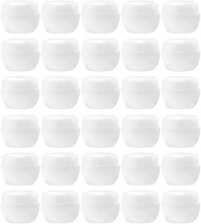 密閉蓋付き化粧品ジャー 30個 空のミニ 10G 詰め替え可能 ポータブル 漏れ防止容器 ボトル リップクリーム ローション サンプル 旅行用, 白い
