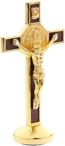 Miniatura 5 de Estatua de crucifijo de metal de 3.5 in con base adhesiva, para decoración de tablero de instrumentos de coche (color  1)