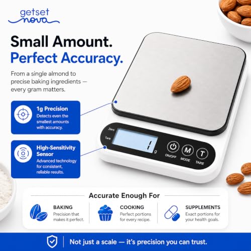 Image of GetSetNova Digital Kitchen Weighing Scale 10kg | Weight Machine for Kitchen with Stainless Steel (Gram Wise Pro)