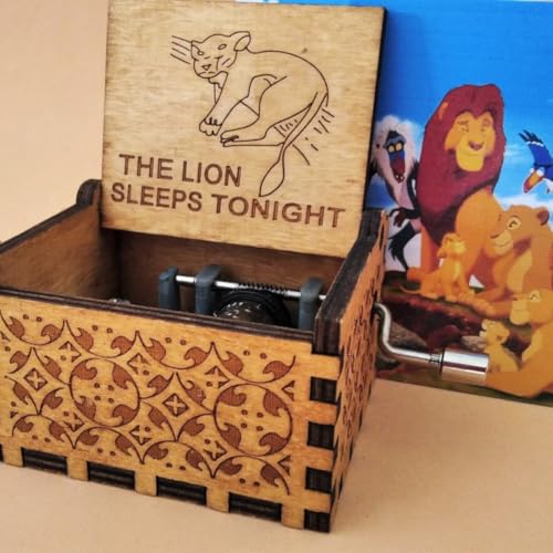 Image of Zesta Lion King Wooden Musical Box Gift | Vintage Music Crank Mini Collectible for Girlfriend, Boyfriend, Husband, Wife | Unique Musical Gifts for Music Lovers | Classic Wooden Box