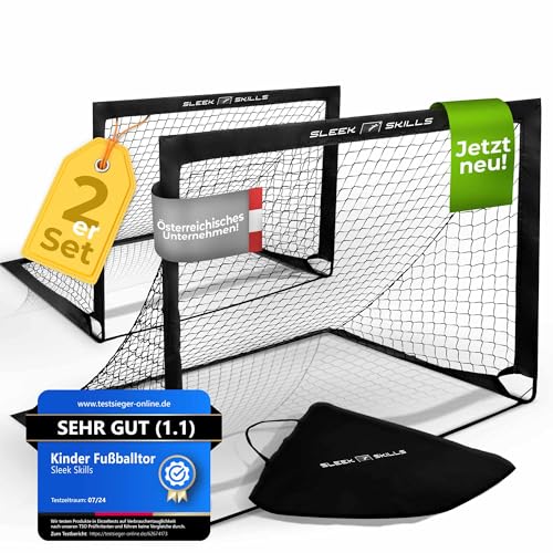 SleekSkills Kinder Fußballtor [2er Set] für Zuhause, Garten und Outdoor -...