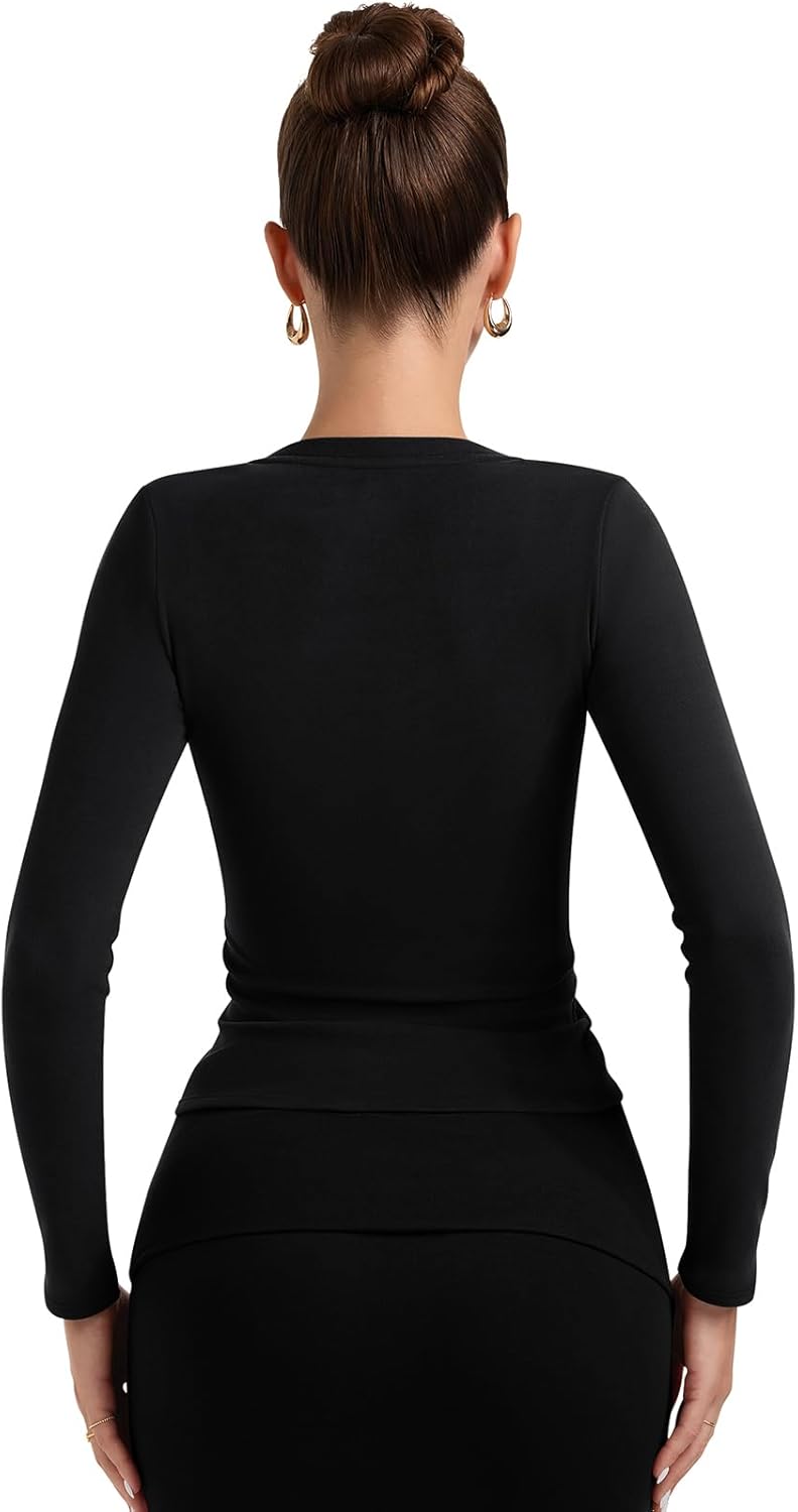 PINKMSTYLE Women's V Neck Long Sleeve Thermal Shirts Fall Winter Lightweight Base Layer Undershirts Basic Tops - Image 5