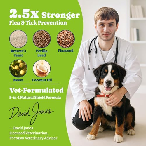 Image of Flea & Tick Prevention for Dogs Chewables,Oral Flea Pills, Dogs Supplement | Natural Dog Flea and Tick Control Treatment, Natural Shield 5-in-1 Protection, Beef & Carrot Flavor, 180 Soft Chews