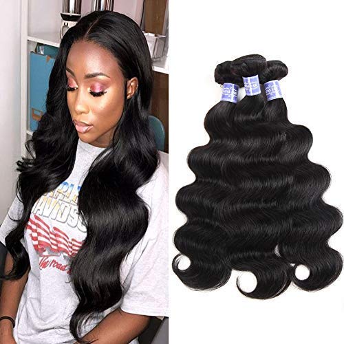 Sayas Hair Brazilian Human Hair Bundles 4 Bundles 100g(3.5oz)/Bundle Brazilian Virgin Hair Body Wave 10A Grade Natural Color Hair For African Americans Women (18 20 22 24) Inch