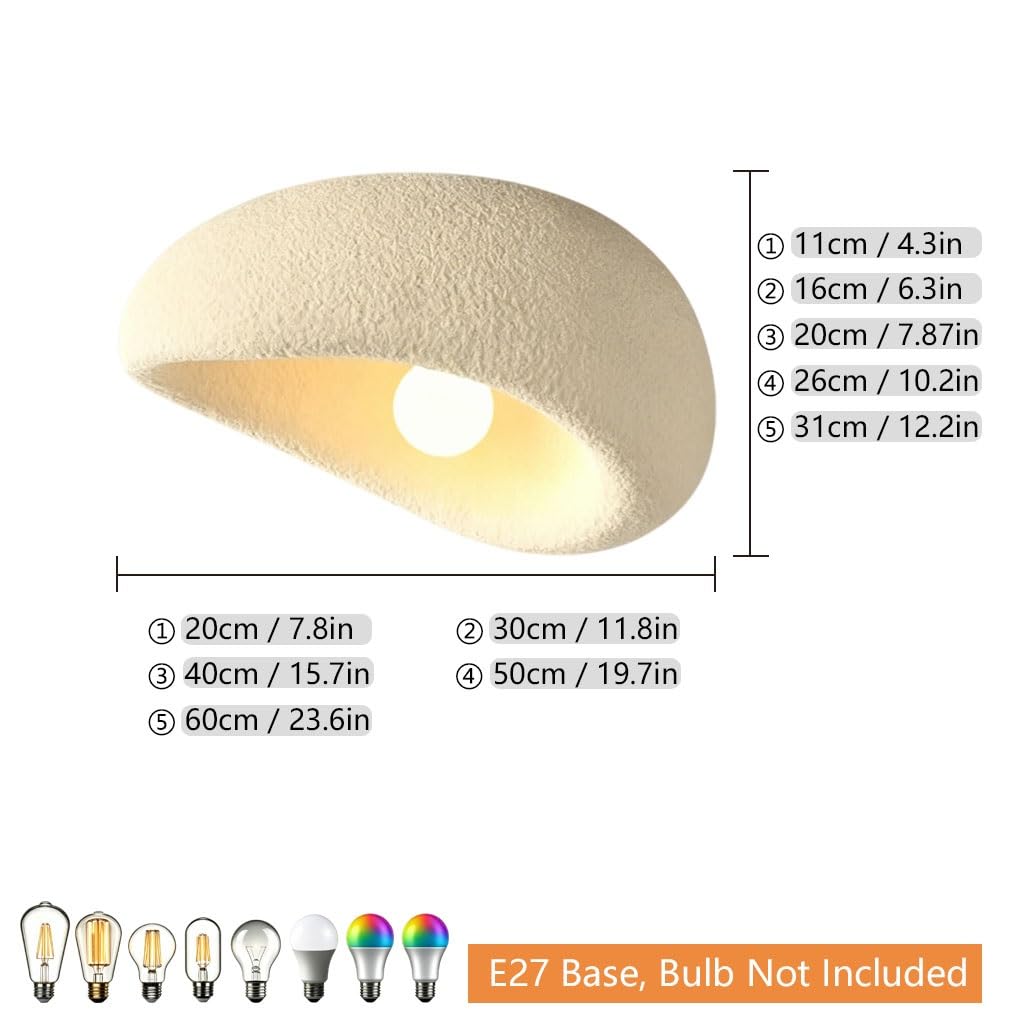 Plafoniera Moderna Luminario Soffitto Stile Wabi-Sabi Con Paralume In Polietilene Attacco E27 Luce Creativa Beige Per Camera Da Letto Soggiorno Corridoio E Cucina Illuminazione(30cm)