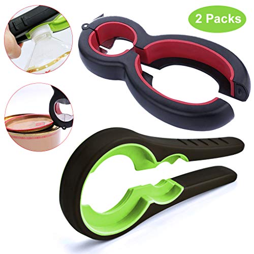 iMustech Jar Opener for Seniors with Arthritis 6 in 1 Multi Bottle Opener and 4 in 1 Jar Grip Opener for Weak Hands Lid Opener Jar Opener Kitchen Tools for Children (2 Pack)