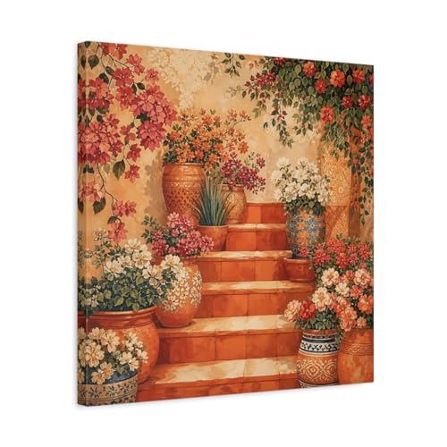 Tableau Pots de Fleurs Terre Cuite sur toile premium avec châssis épais 3cm