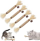4 Stück Katzenminze Sticks,Katzensticks Zur Zahnreinigung,Kausticks für Katzen,Katzenminze Sticks Bio,Katzen Zahnpflege Spielzeug,Kausticks Set,Katzen Sticks,Cat Chewing Toy,Spielzeug für Katzen