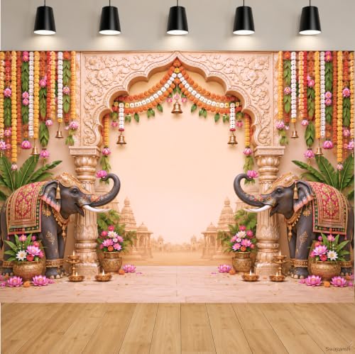 Mandir Backdrop Cloth for Decoration Pooja 7 x 5 FT Temple Backgr...
