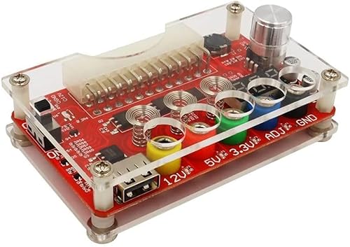 Nuova versione ATX Power Supply Breakout Board e kit di cassa in acrilico con manopola di tensione regolabile ADJ, protezione di ripristino