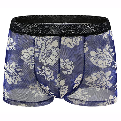 COMLIFE Mens Sheer Lace Underwear Male Breathable Mesh Boxer Briefs See Through Lingerie Trunks