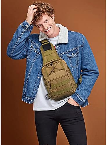 flintronic Tactical Shoulder Bag, Tactical Molle Sling Chest Pack, Laptop Daypack Daysack Military Mini Backpack for Hiking,Cycling, Traveling (Include 1*Keychain)