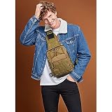 flintronic Taktische Sling Rucksack,Brusttasche mit Verstellbarem, Militär Schultertasche,Umhängetasche,Rucksack Schultertasche mit Karabiner für Outdoor Sport Camping Wandern - Khaki