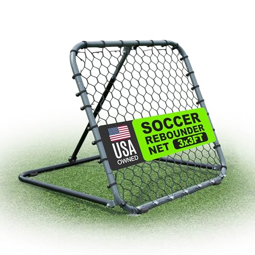 QuickPlay Pro Soccer Rebounder Net 3x3 - Ball Rebounder Soccer Net, Heavy Duty Adjustable Angle...