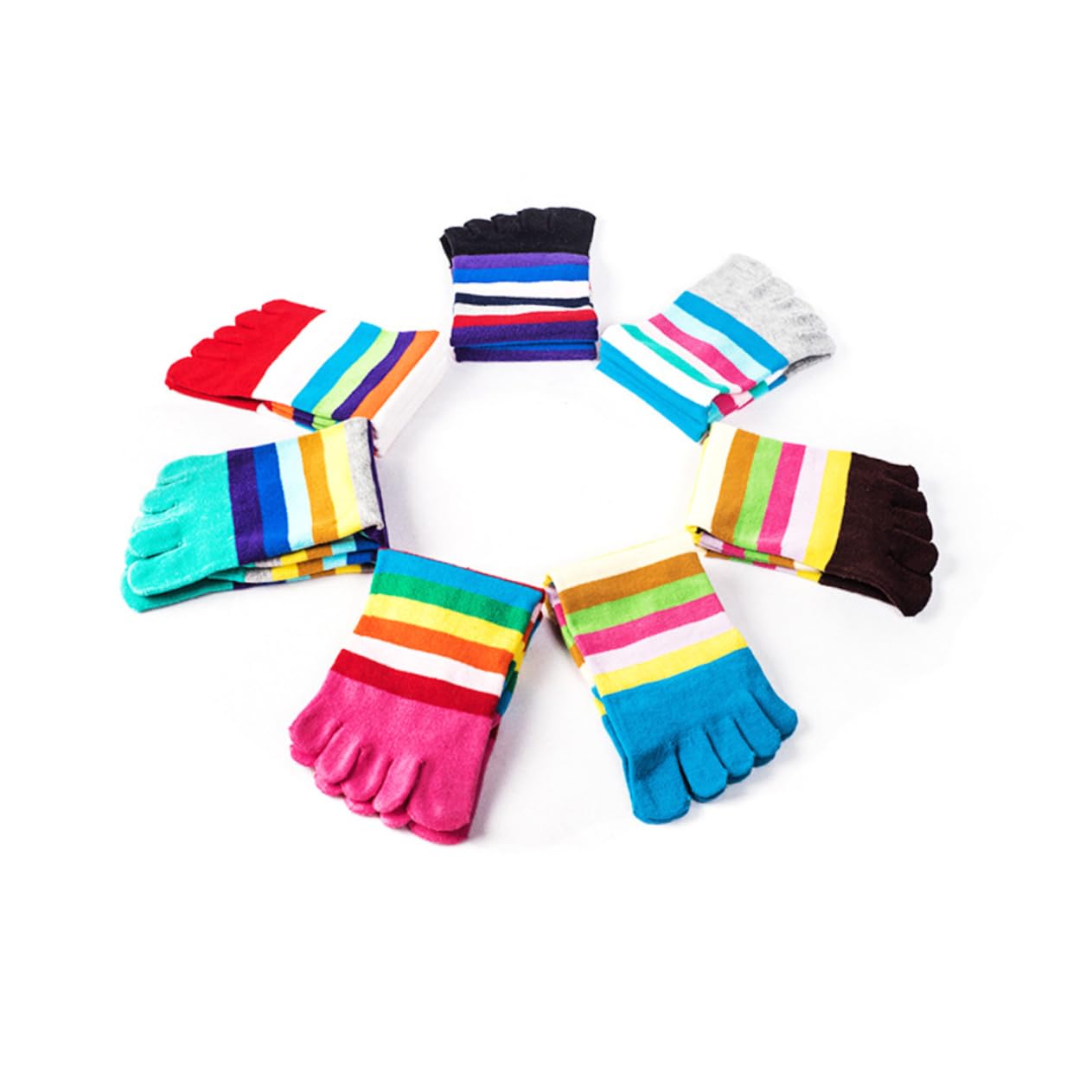 LIFKOME Toe Socks Striped Breathable Toe Socks Comfortable for Shoes Blue-green