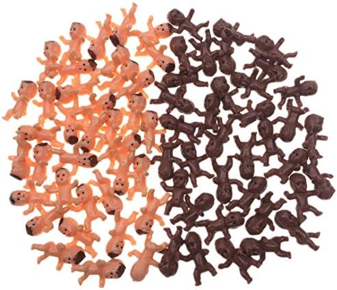 72 Pieces Mini Plastic Baby Favor Supplies for Baby Shower and Ice Cube Game, 1 Inch Babies King Cake Baby Plastic Babies（36Latin+36Dark）