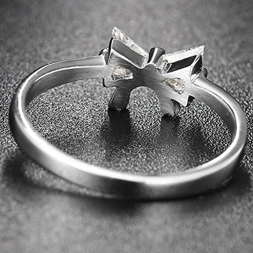 Size 3-13 Stainless Steel Bows Tie Knotted Cubic Zircon Wedding Engagement Promise Anniversary Ring4