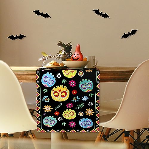 BOXOB Day of The Dead Table Runner, Dia de Los Muertos Mexican Style Table Cover, Table Cloth for Sugar Skull, Altar Decorations for Day of The Dead Party, Halloween - Cosy Home Interiors BOXOB Day of The Dead Table Runner, Dia de Los Muertos Mexican Style Table Cover, Table Cloth for Sugar Skull, Altar Decorations for Day of The Dead Party, Halloween - Image 5