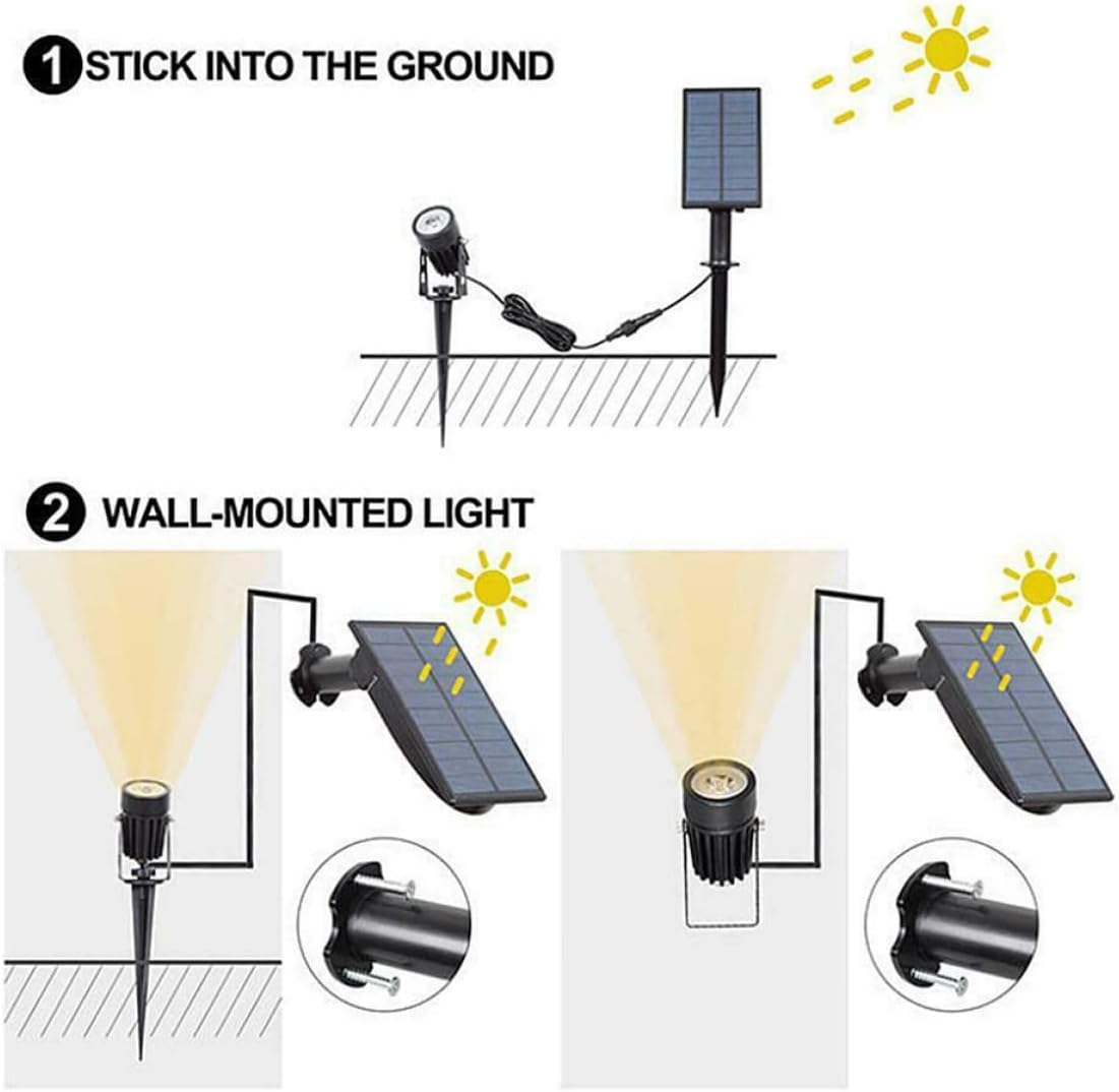 Solar Lawn Lamp LED Landscape Light Ground Plug for Outdoor Garden Waterproof Solar-Powered Warm 3000k Decorative In-ground Lighting