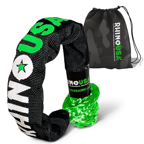 Rhino USA Synthetic Soft Shackle Rope (1-Pack) - 3/8 Inch x 22 Inch (31 400lb Min Break Strength) Offroad Soft Shackle Recovery Kit for Truck UTV ATV - Compatible with Jeep Toyota Ford & More!