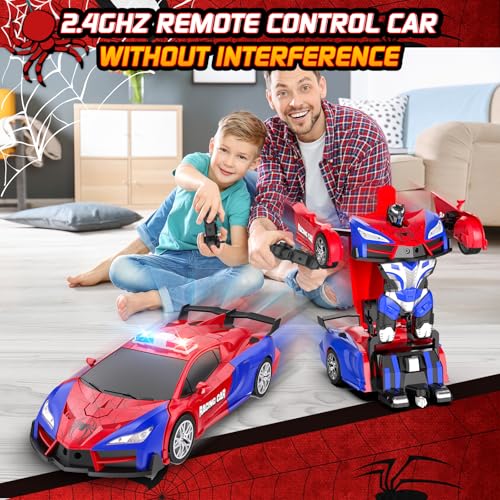 Remote Control Car with One Button Transformation, RC Cars Transforming into Robot, 2.4Ghz 360 Degree Rotation Police Car with Light, 1:18 Scale Transform Toys for Boys Girls Kids 4-7 8-12 6-8 — view 4