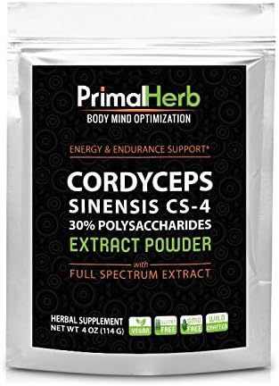 Cordyceps Sinensis CS-4 Mushroom Extract - Potent 30% Polysaccharides - 185 Servings - Energy Support, Anti-Fatigue - Full Spectrum