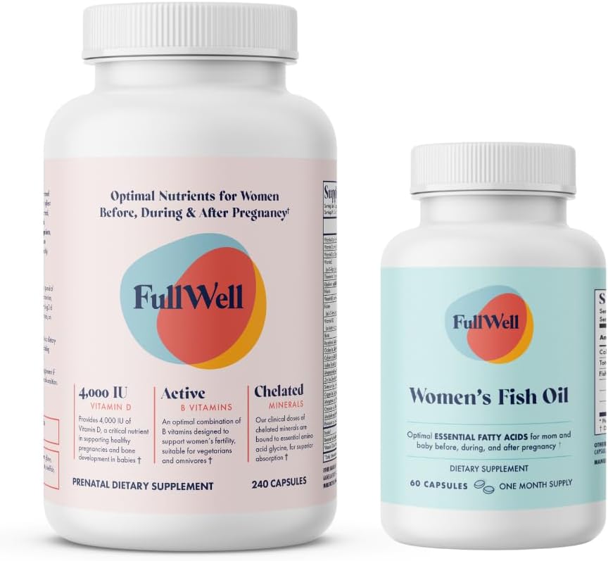 Prenatal Vitamin + DHA | Omega 3 Fish Oil with DHA & EPA for Brain Development & Nervous System Support | 26+ Vital Nutrients | Dietitian-formulated, Non-GMO, 3rd Party Tested, 30 Servings