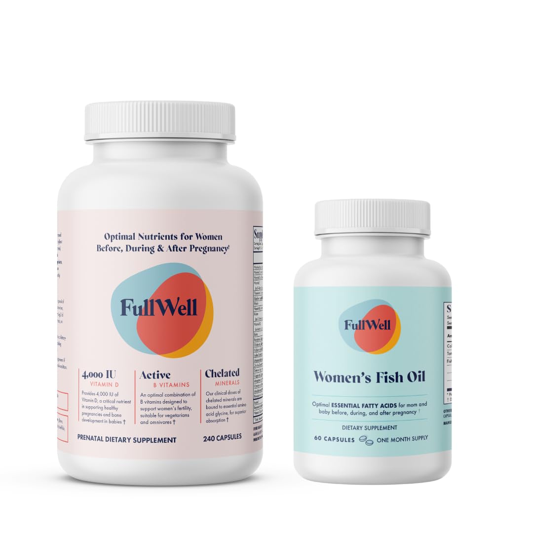Prenatal Vitamin + DHA | Omega 3 Fish Oil with DHA & EPA for Brain Development & Nervous System Support | 26+ Vital Nutrients | Dietitian-formulated, Non-GMO, 3rd Party Tested, 30 Servings