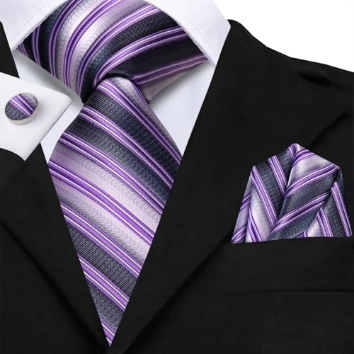 Image of Hi-Tie Mens 70inches Tie Set Extra Long Necktie for Men Cufflinks Handkerchief Big Tall Men Business Wedding