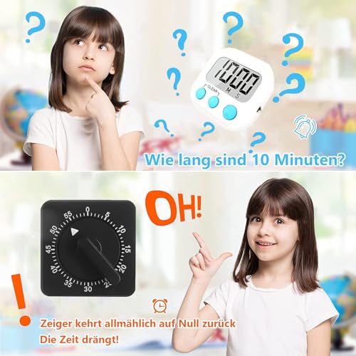 Kurzzeitmesser, Mechanischer Küchentimer, Eieruhr 60 Minuten, Timer mit Lauter Alarm für Kochen, Sport, Studieren, Schwarz – Bild 6