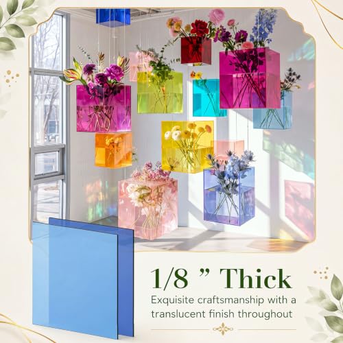 Image of Geetery 15 Pcs Colored Acrylic Sheets, 6 x 6 x 1 /8 Inch Thick Translucent Cast Acrylic Sheet, Plastic Boards for Back to School DIY Project Picture Frame, Art Crafts Laser Cutting Engraving, 15 Colors