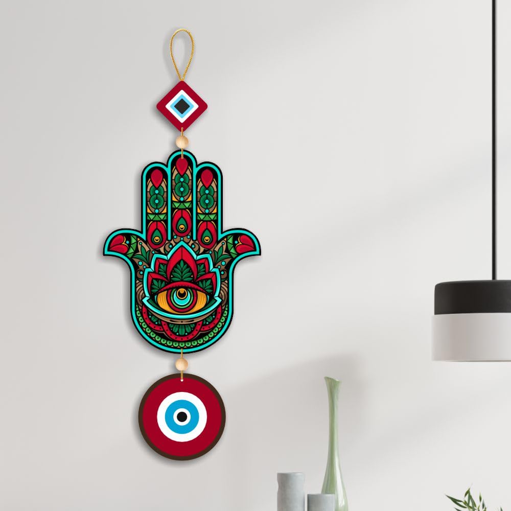 Nupur Studios “Hamsa Hand Evil Eye Red” Hanging for Home decor/positive energy/Hamsa Hand/Handcrafted Item/Wall Art/Decor/House Decor/Offices/Decoration/Good Luck Charm/Prosperity 1