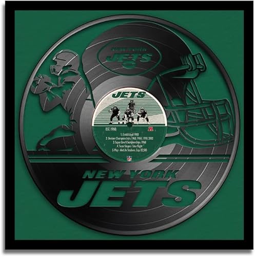 Sporticulture Arte decorativo de vinilo enmarcado de fútbol americano, póster de fútbol americano de la NFL de 13 x 13 pulgadas para dormitorio de