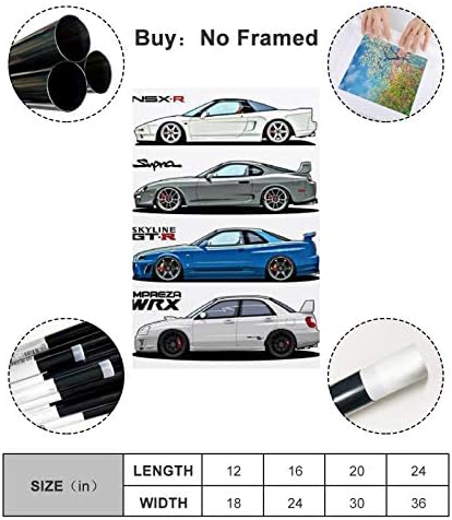 SDFGSD Cars Poster Supra Skyline Nsx Wrx JDM Canvas Art Poster and Wall Art Picture Print Modern Family bedroom Decor Posters