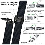 WOCCI 22mm Braided Nylon Watch Band for Men and Women, Quick Release, Black Stainless Steel Buckle (Black) - Image 5