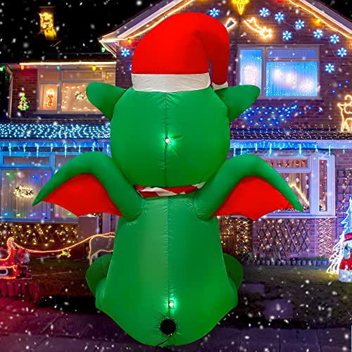 Trystway 4 Ft Christmas Inflatable Outdoor Decoration, Blow Up Dinosaur Yard Decor With 2 Lights , Cute Holiday Inflatables For Yard Garden Patio Lawn Birthday Party Xmas Gift #TOP6