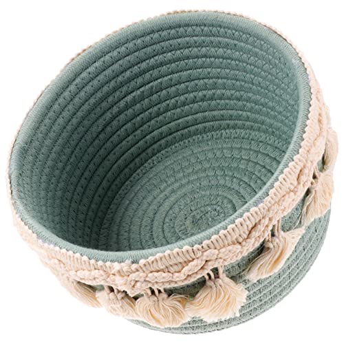 Happyyami Woven Cotton Rope Storage Basket Organizer for Snacks Home Decor Decorative Basket for Bathroom Bedroom Living Versatile Stylish Storage