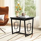 【Stabilité Supplémentaire】 Grâce à ses pieds réglables, cette table basse moderne assure une excellente stabilité même sur des surfaces inégales tout en protégeant votre sol. Par ailleurs, le motif géométrique sur les côtés apporte un soutien structurel.