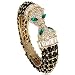 EVER FAITH Austrian Crystal Adorable Kissing Leopard Animal Bangle Bracelet Black Gold-Tone