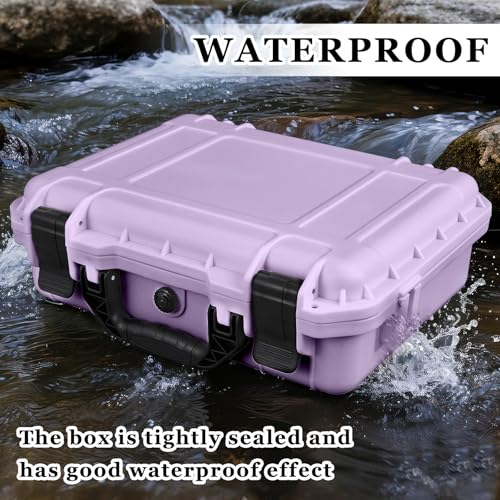 Image of Relaxweex 1 Pcs Waterproof Hard Case with DIY Customizable Foam Insert Portable Protective Case with Knife for Camera Drones Equipments Tools Test Instruments(Purple,14.3 x 11.4 x 4.5 Inch)