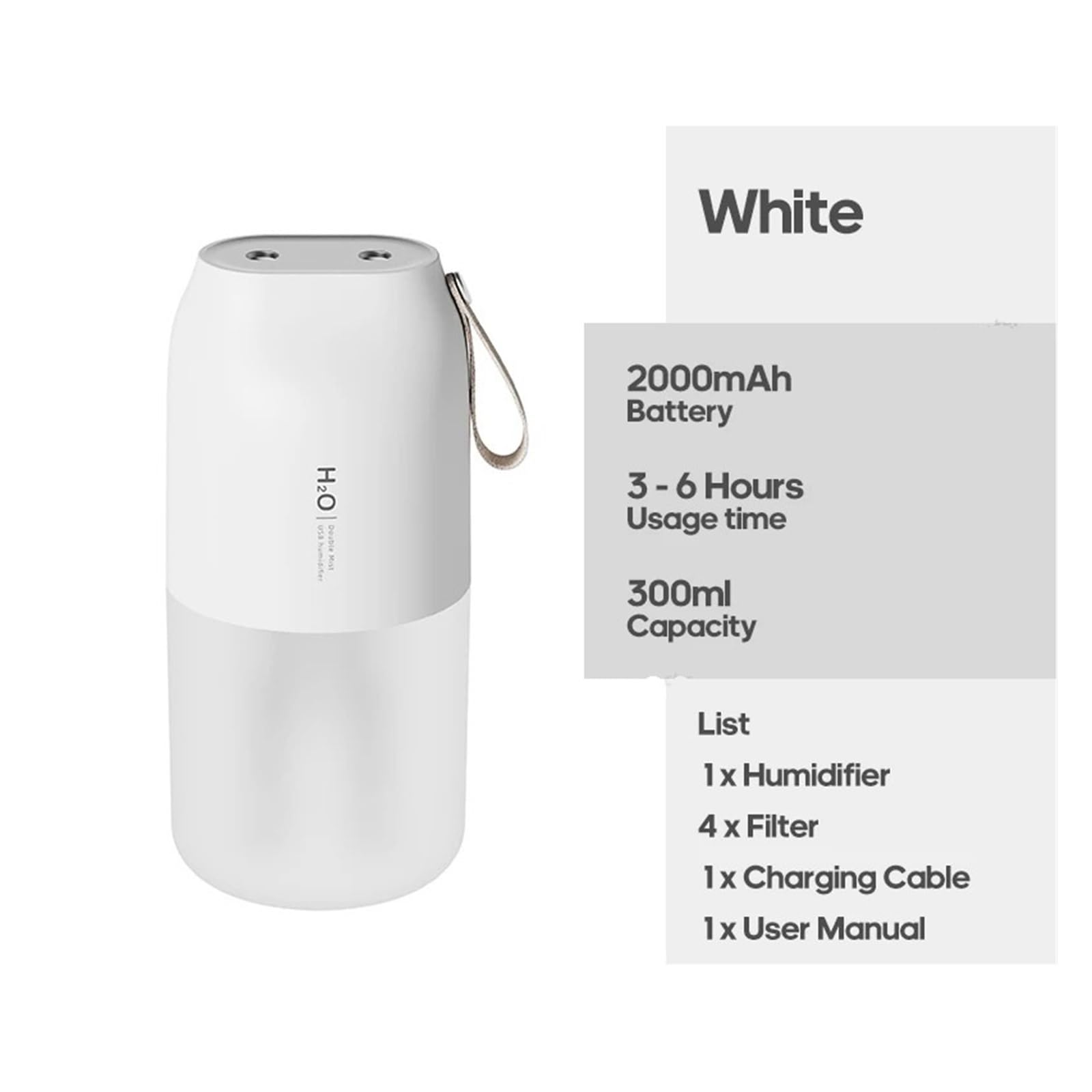 Umidificatore, Umidificatore D'aria Ricaricabile Senza Fili 2000mAh Diffusore Di Nebbia Fredda Wireless A Ultrasuoni For Auto E Casa Con Lu Notturna Calda per Casa e l'ufficio(Pink)