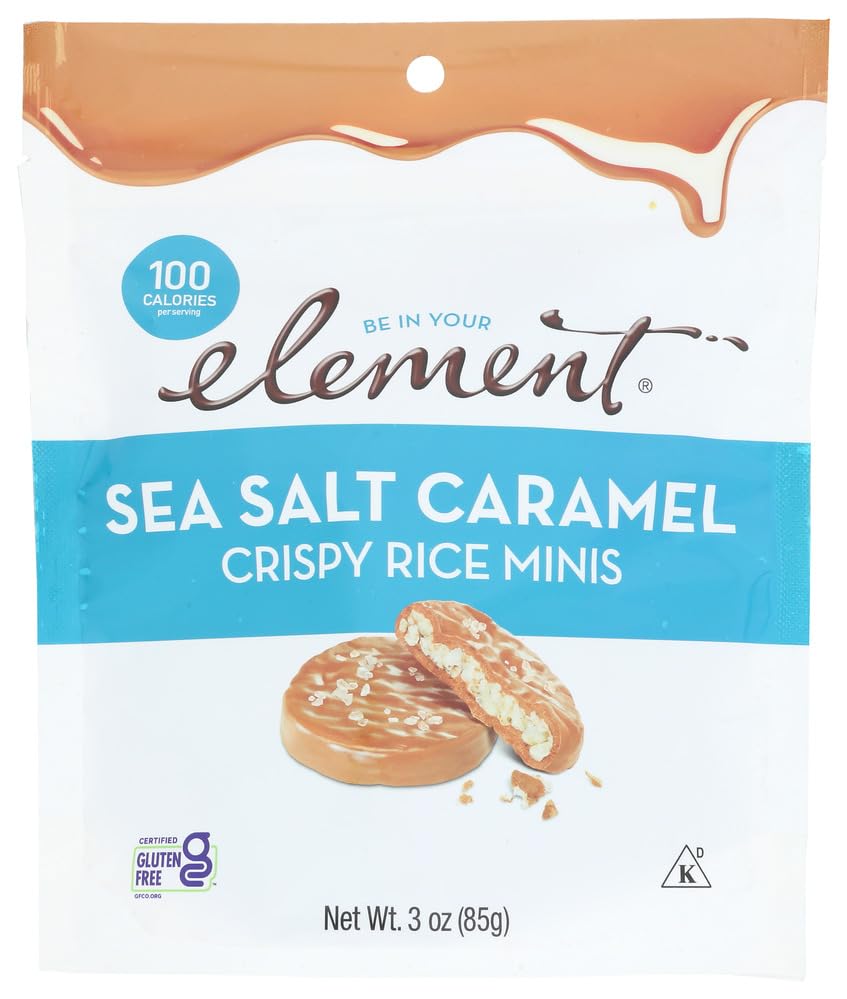 Element Crispy Rice Minis, Sea Salt Caramel, Kosher, Gluten Free, 3 Ounce (Pack of 8)