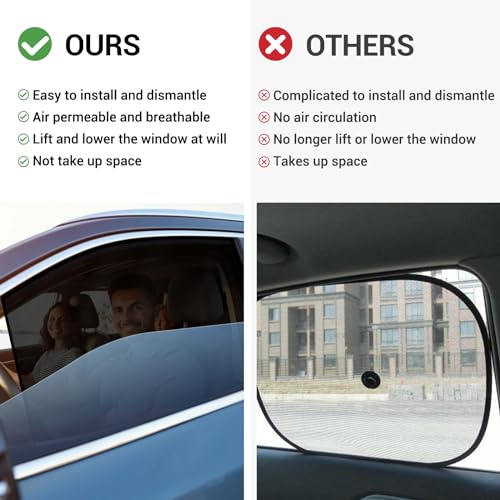 image for ZATOOTO Car Window Shades, 4 Pack Magnetic Car Side Window Sun Shade f
