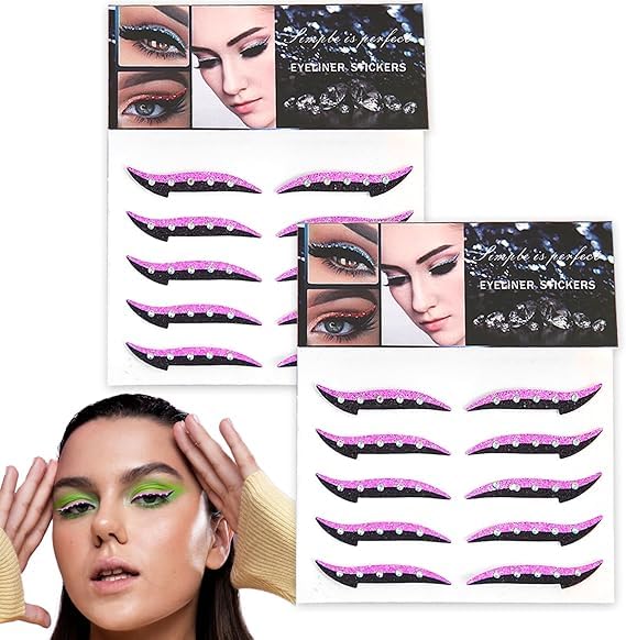Glitter Eyeliner Stickers con Rhinestones Adhesivos 10 Pares miniatura 4