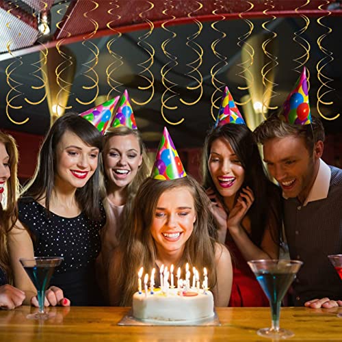 30 Pieces Gold Hanging Swirl Decorations Sparkle Golden Plastic Streamers Ceiling Decorations Wedding Bachelorette Baby Shower Birthday Party Anniversary Graduation Christmas New Year Decorations #TOP2