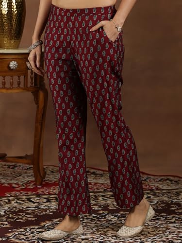 Image of Libas Womens Printed Silk Blend Straight Kurta With Trousers and Dupatta | daily wear suit