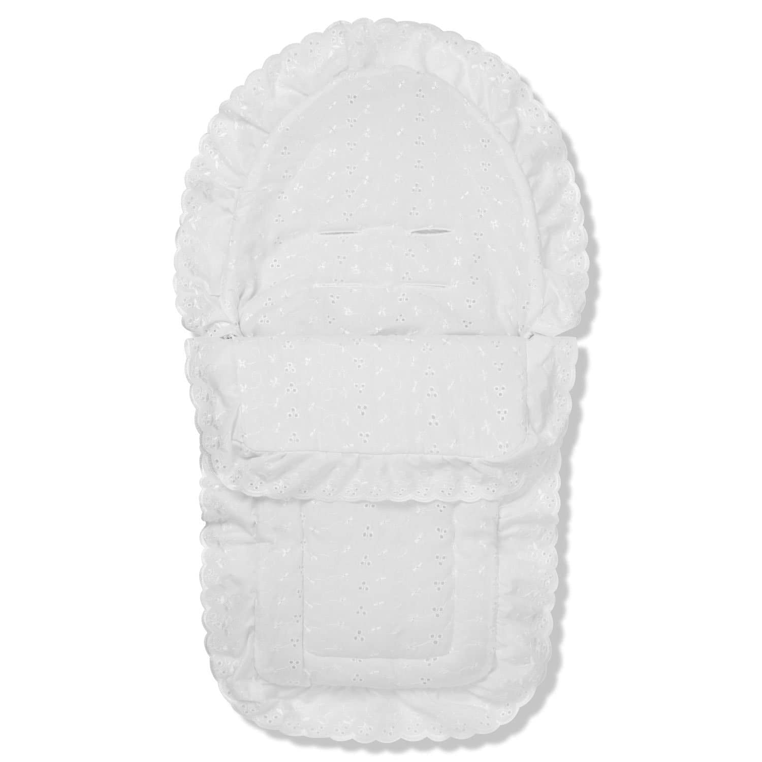 For Your Little One FYLO Universal Broderie Anglaise Car Seat Footmuff/Cosy Toes - White